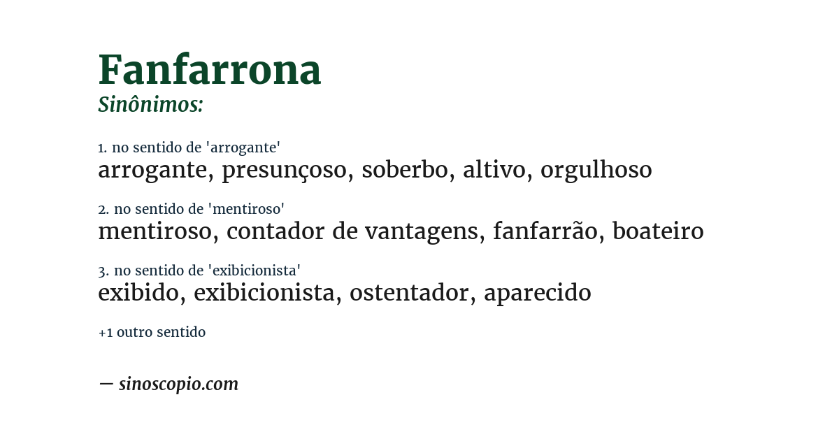 Sinônimo de fanfarrona