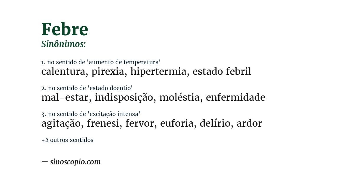 Sinônimo de febre