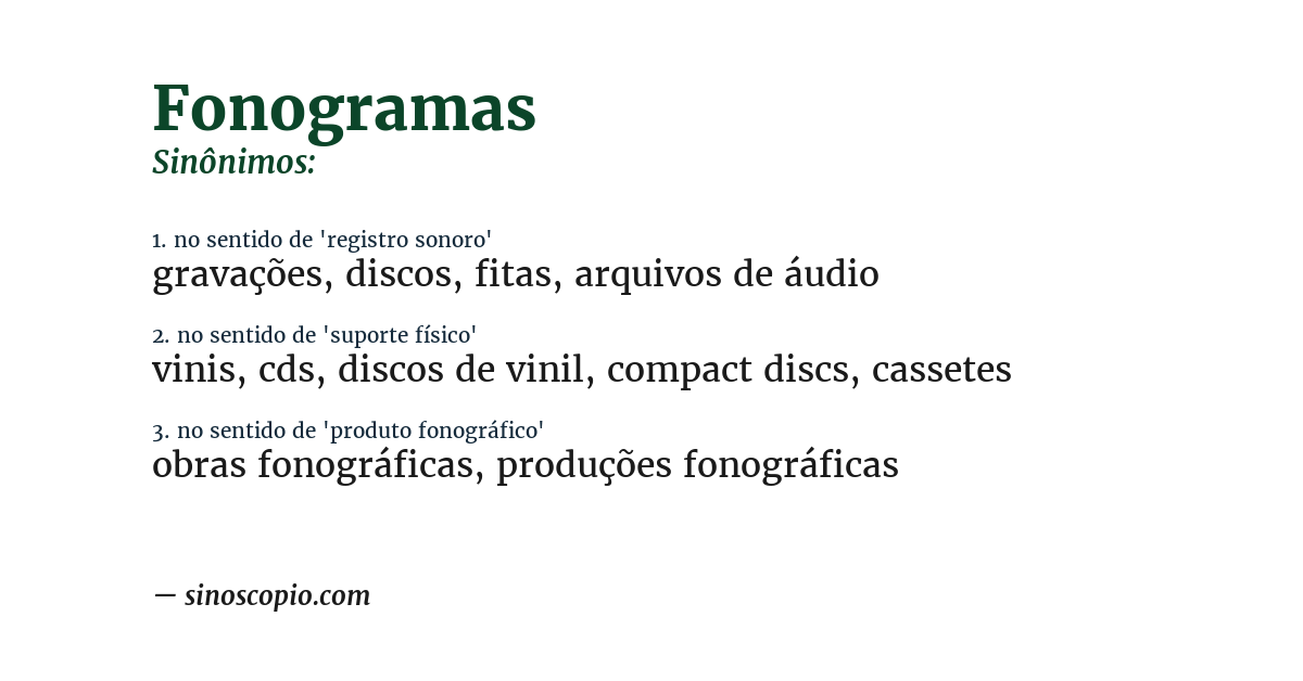 Sinônimo de fonogramas
