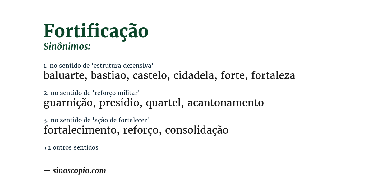 Sinônimo de fortificação