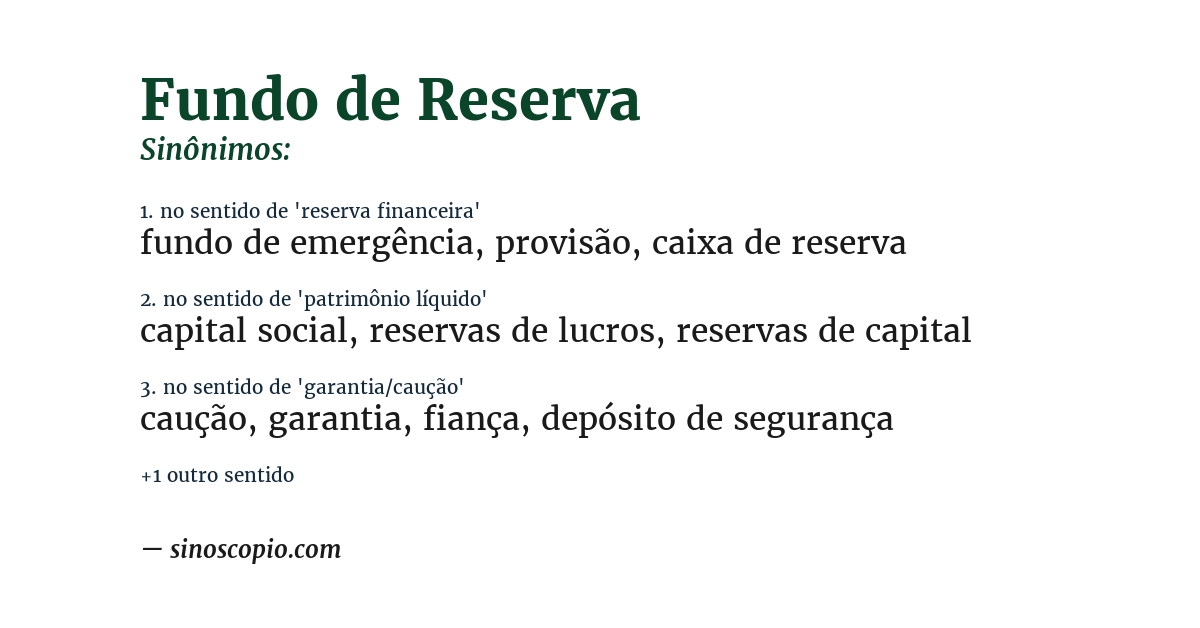 Sinônimo de fundo de reserva