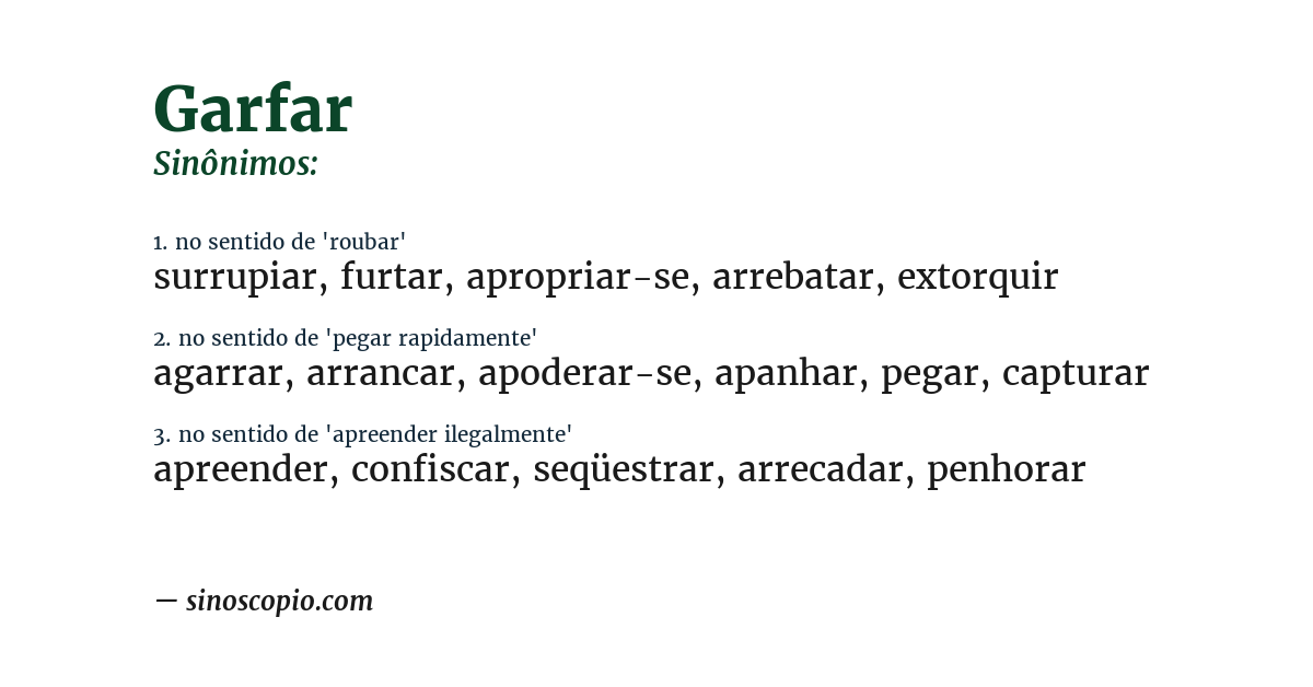 Sinônimo de garfar