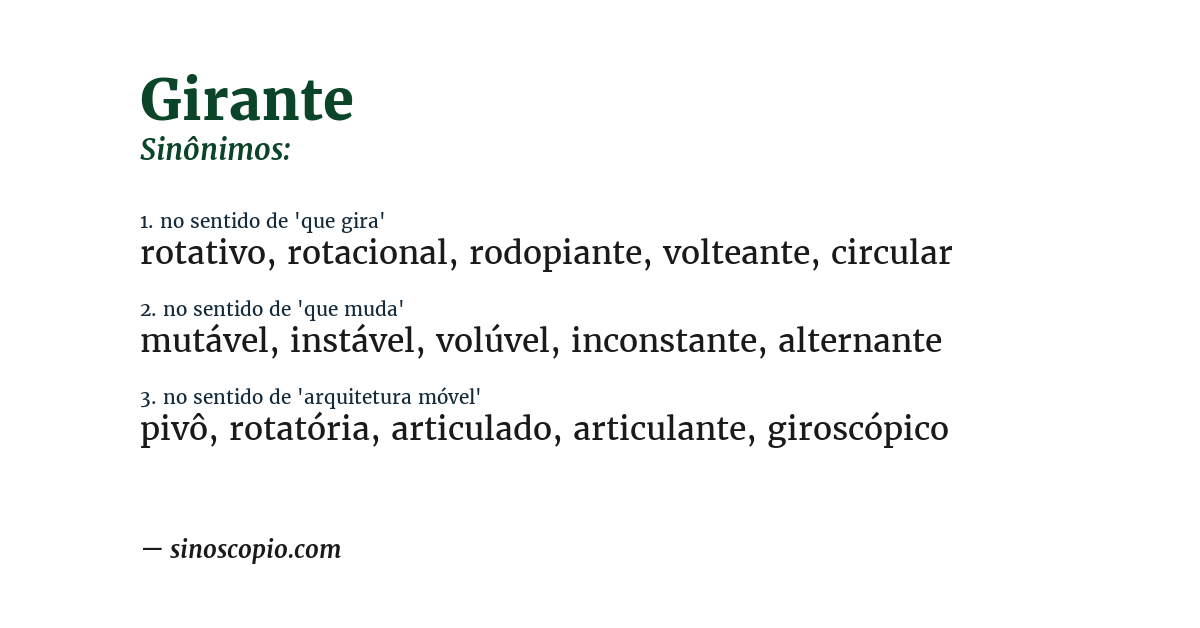 Sinônimo de girante
