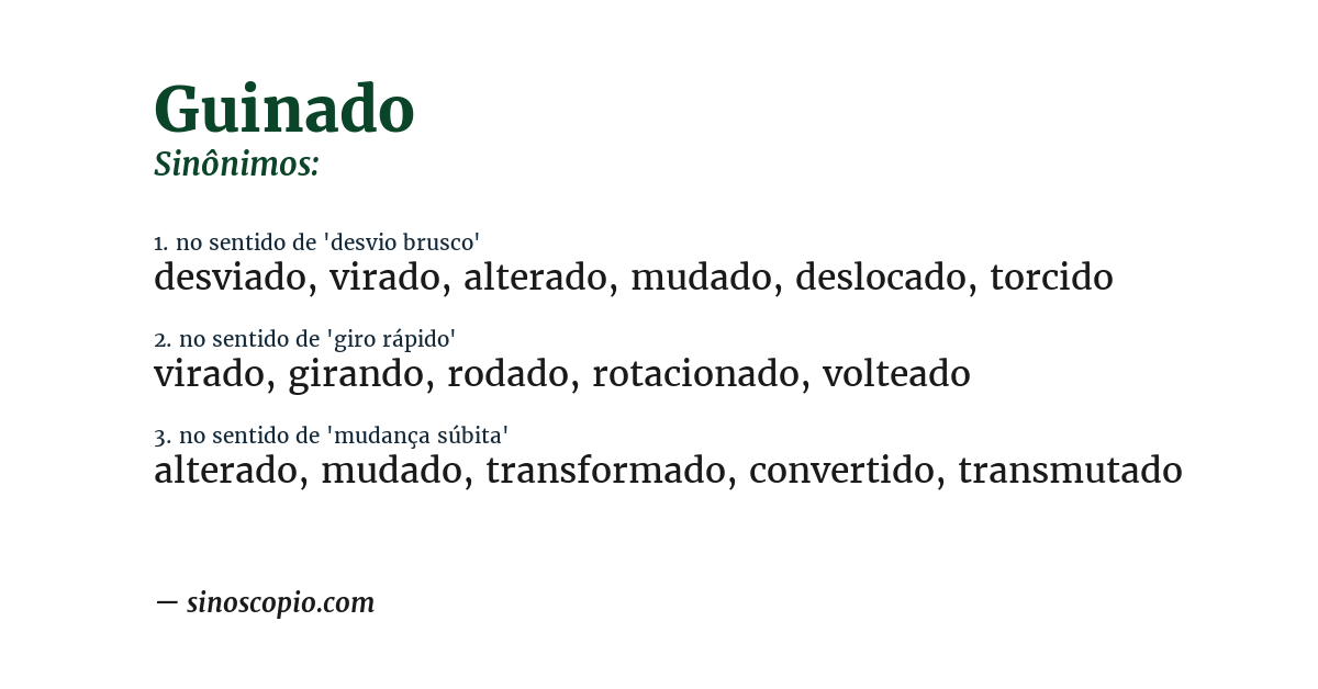 Sinônimo de guinado