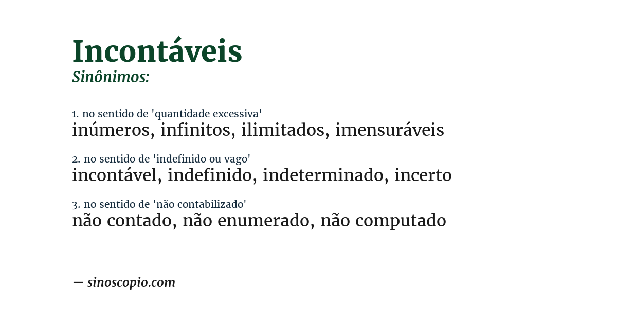 Sinônimo de incontáveis