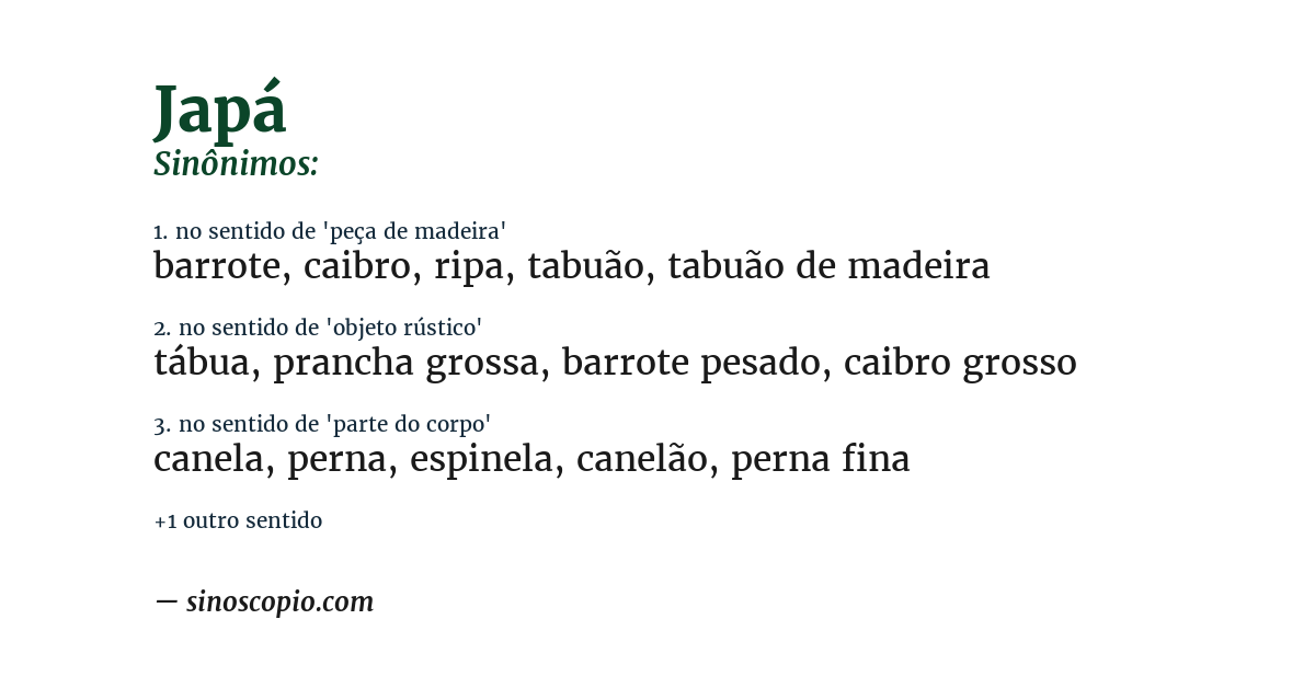 Sinônimo de japá