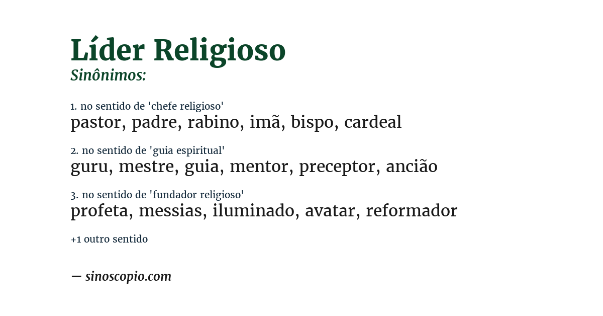 Sinônimo de líder religioso