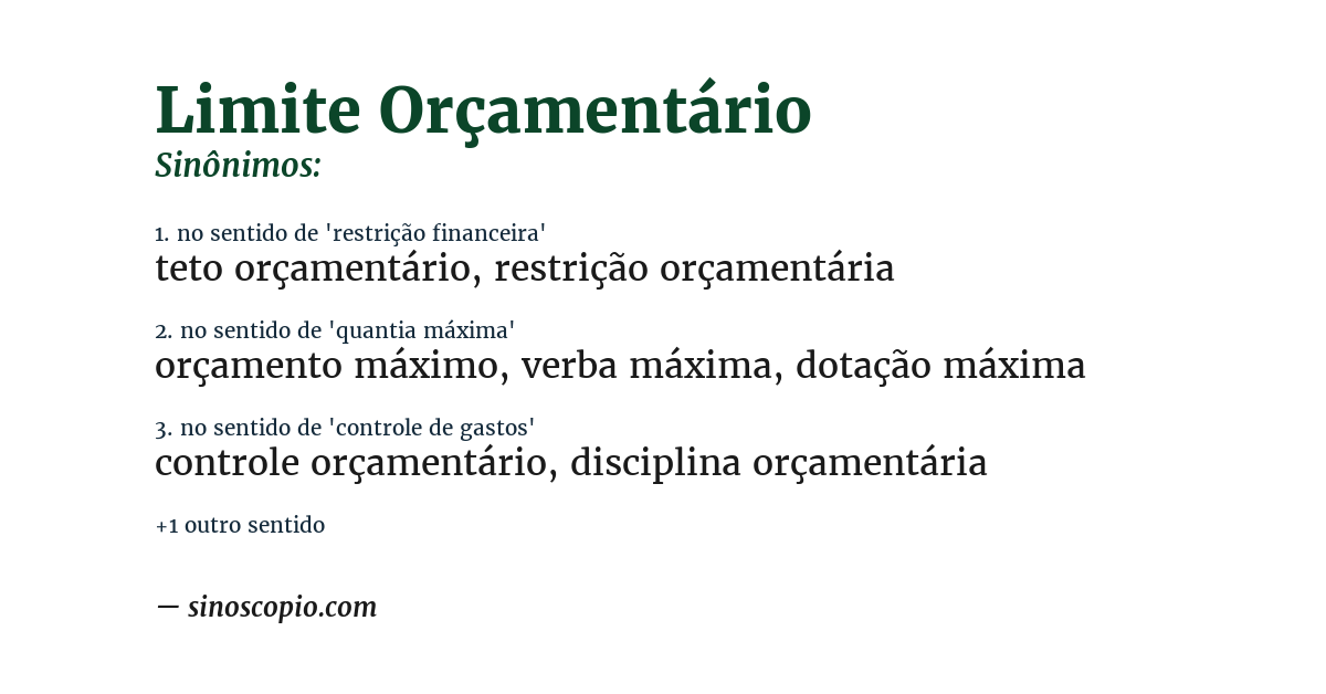 Sinônimo de limite orçamentário