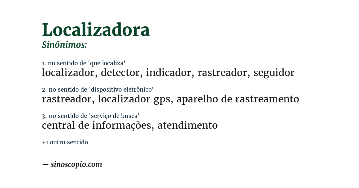 Sinônimo de localizadora