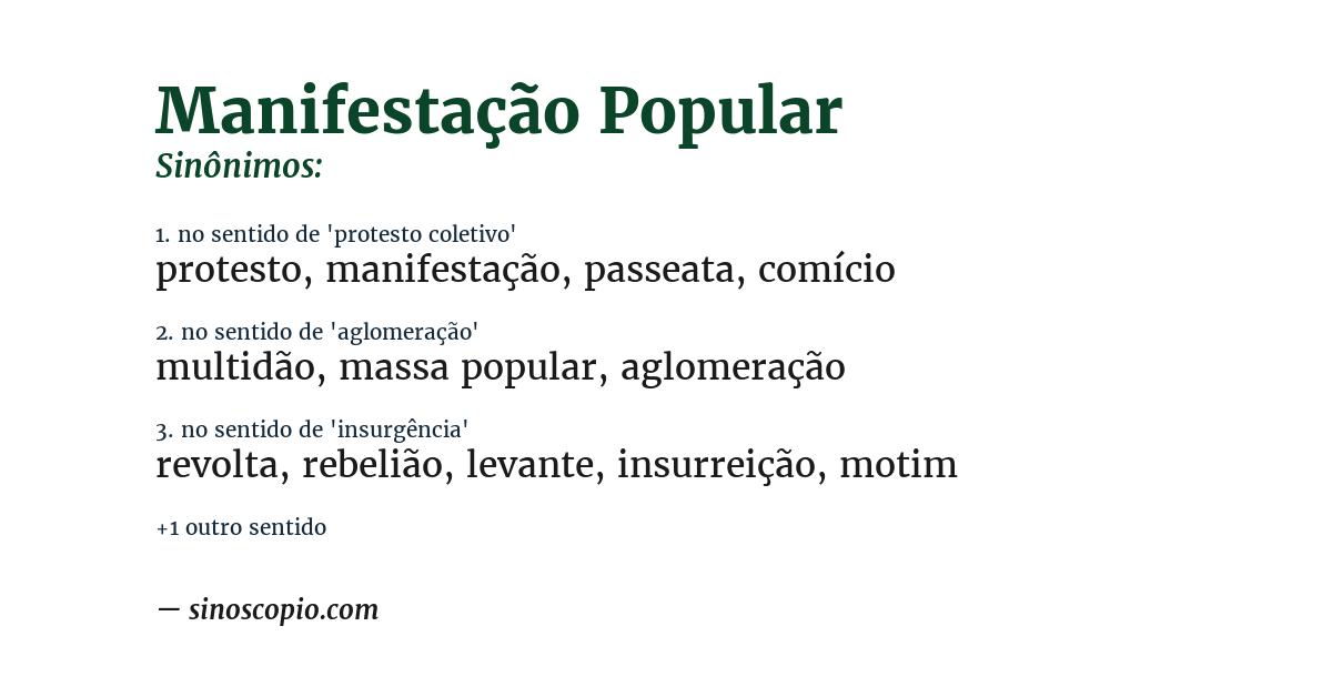 Sinônimo de manifestação popular