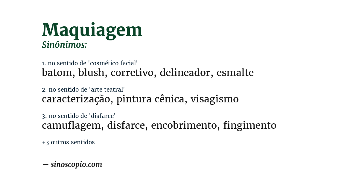 Sinônimo de maquiagem