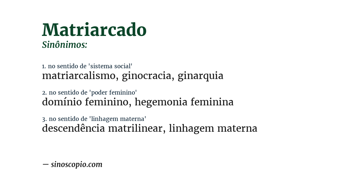Sinônimo de matriarcado