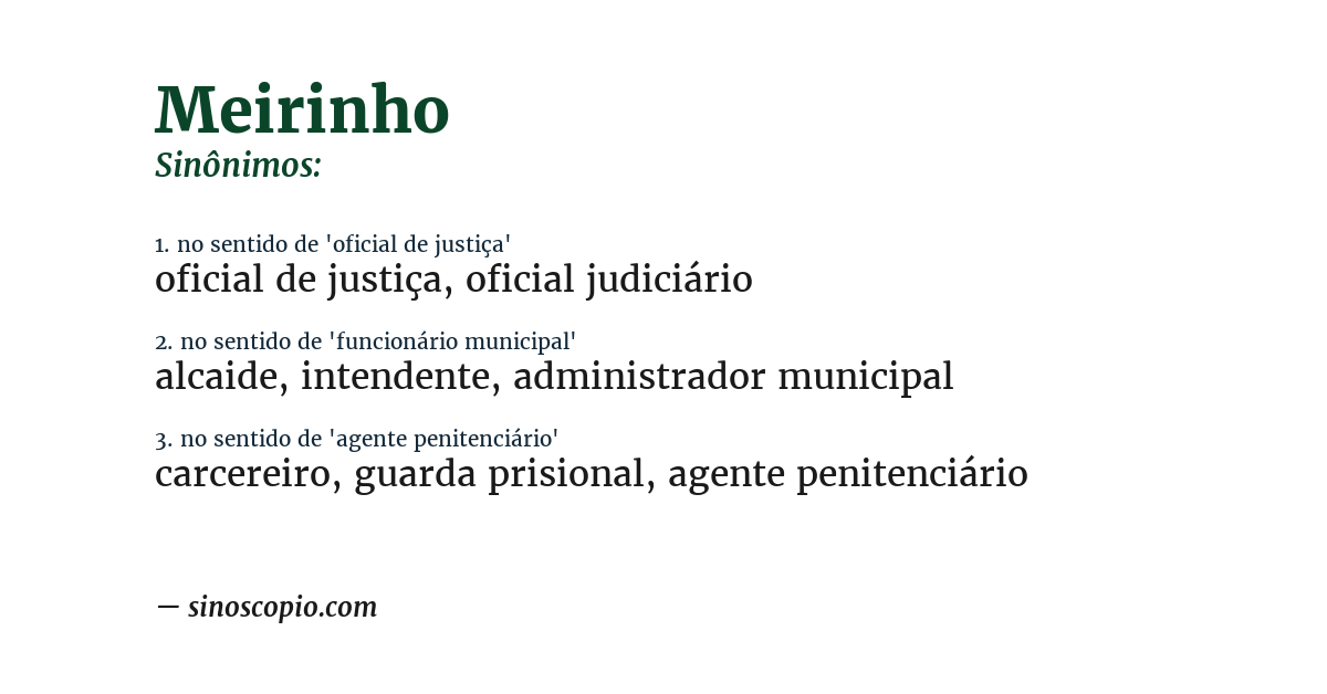 Sinônimo de meirinho