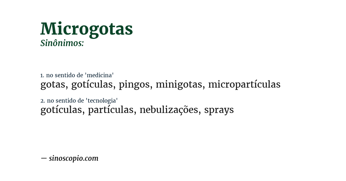 Sinônimo de microgotas
