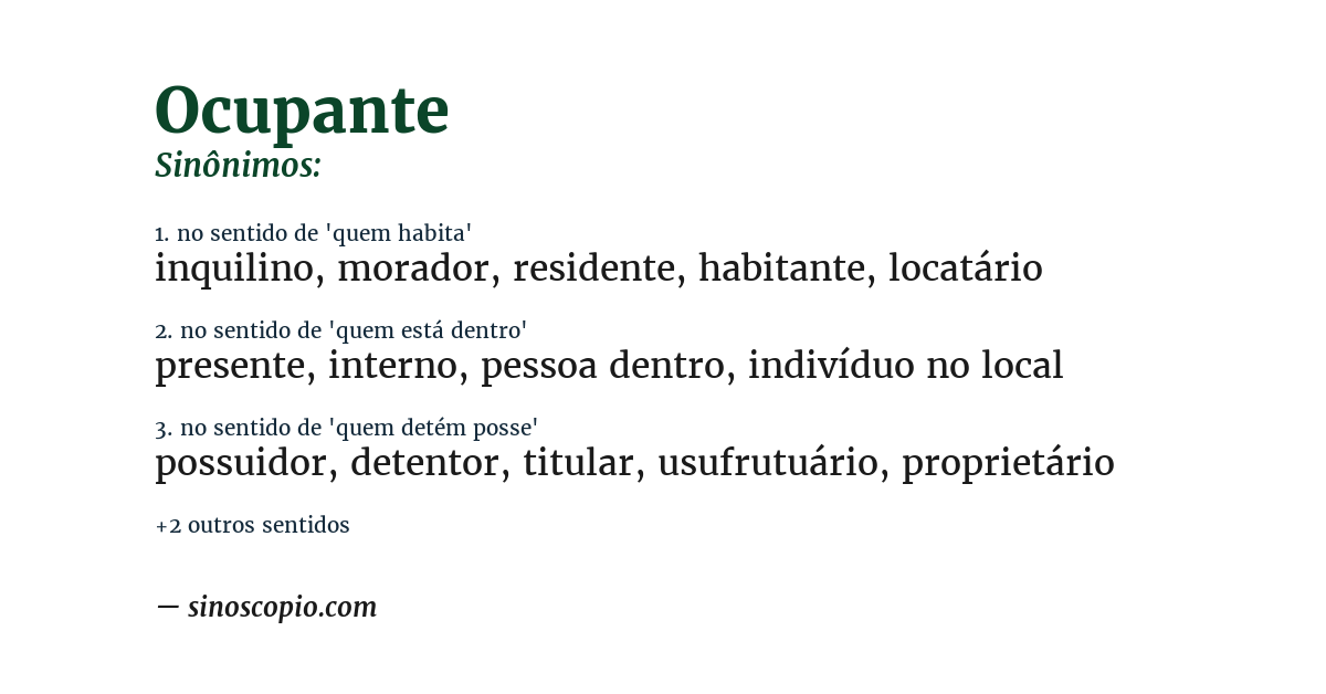 Sinônimo de ocupante