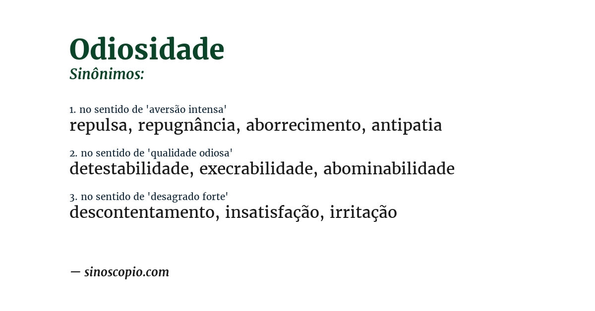 Sinônimo de odiosidade