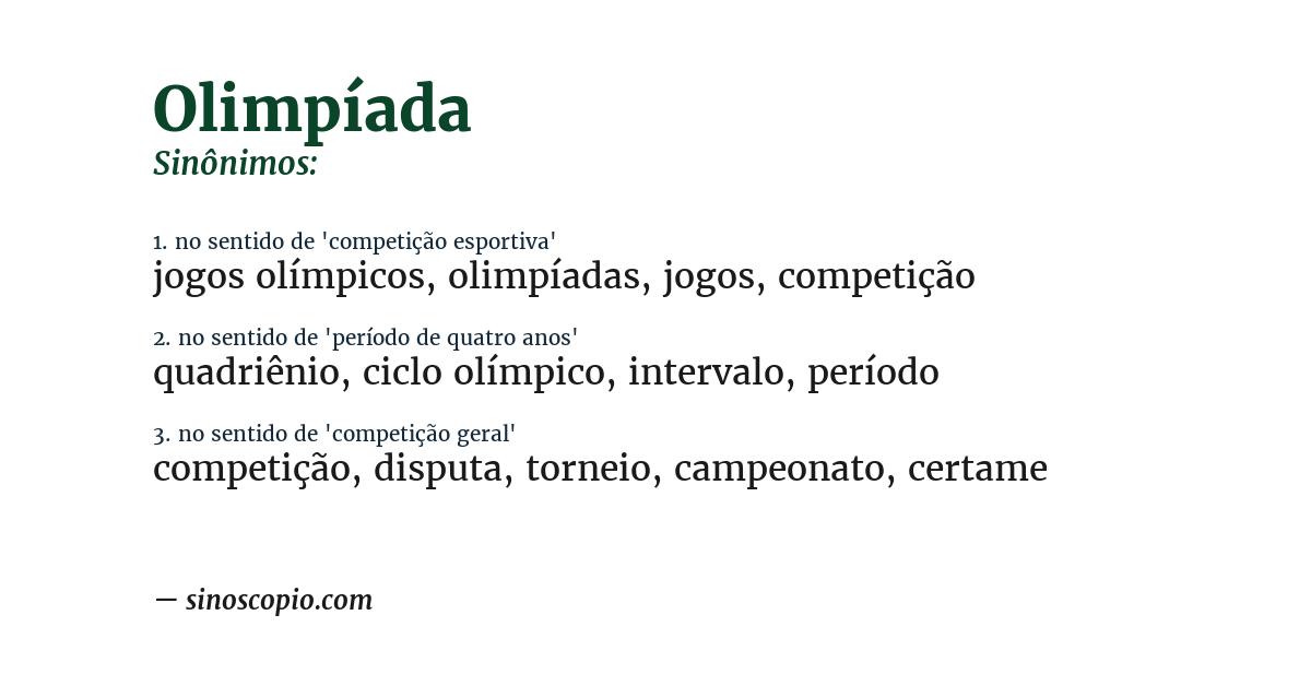 Sinônimo de olimpíada