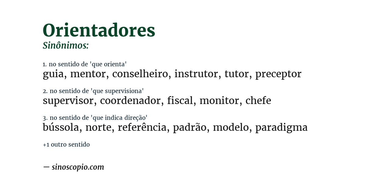 Sinônimo de orientadores