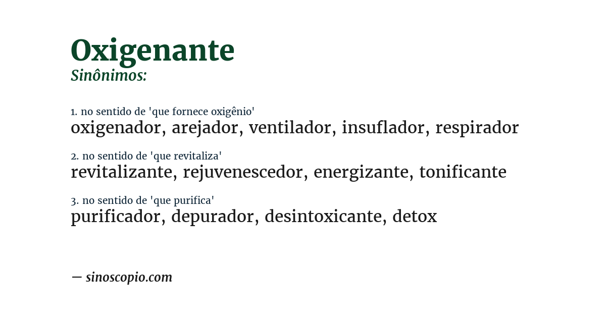 Sinônimo de oxigenante
