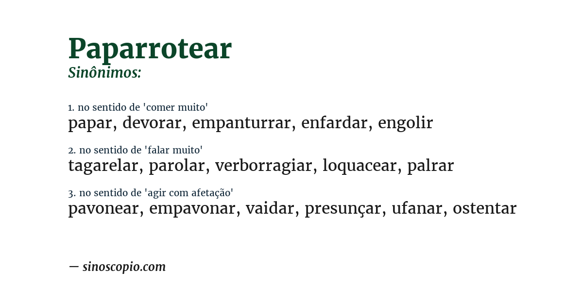 Sinônimo de paparrotear