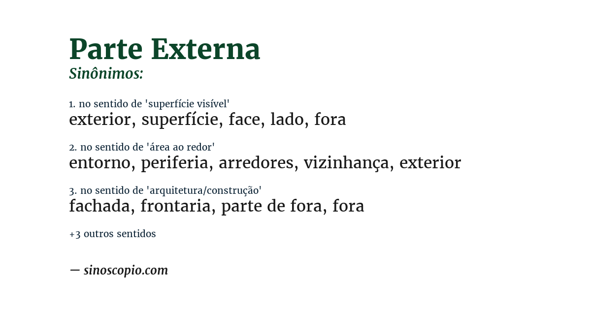 Sinônimo de parte externa