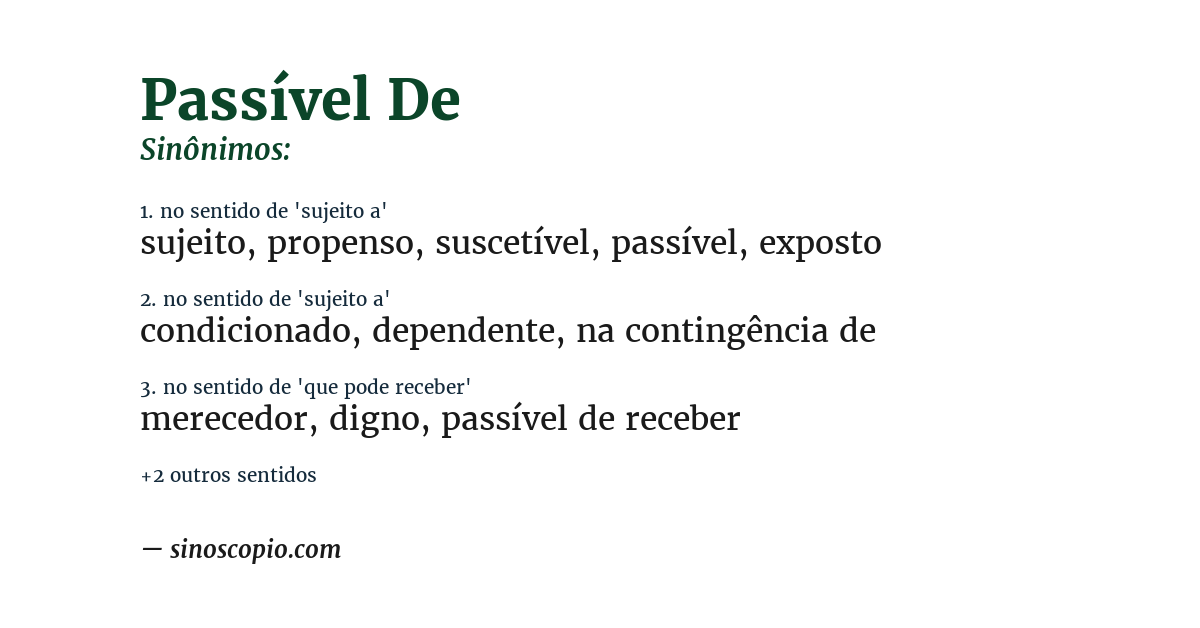 Sinônimo de passível de