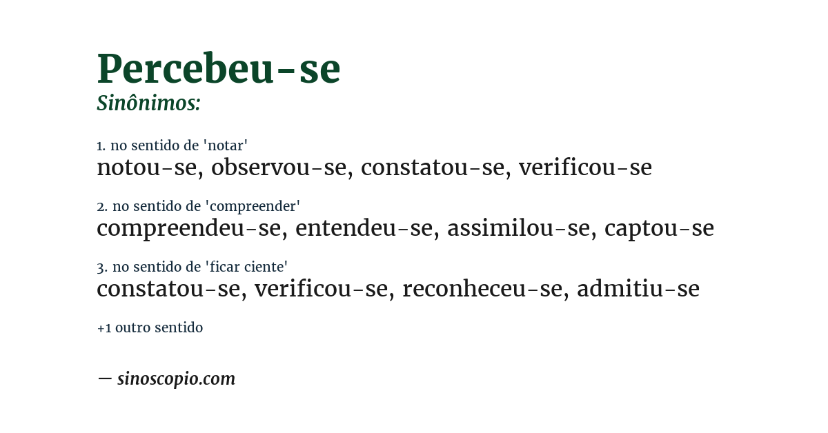 Sinônimo de percebeu-se