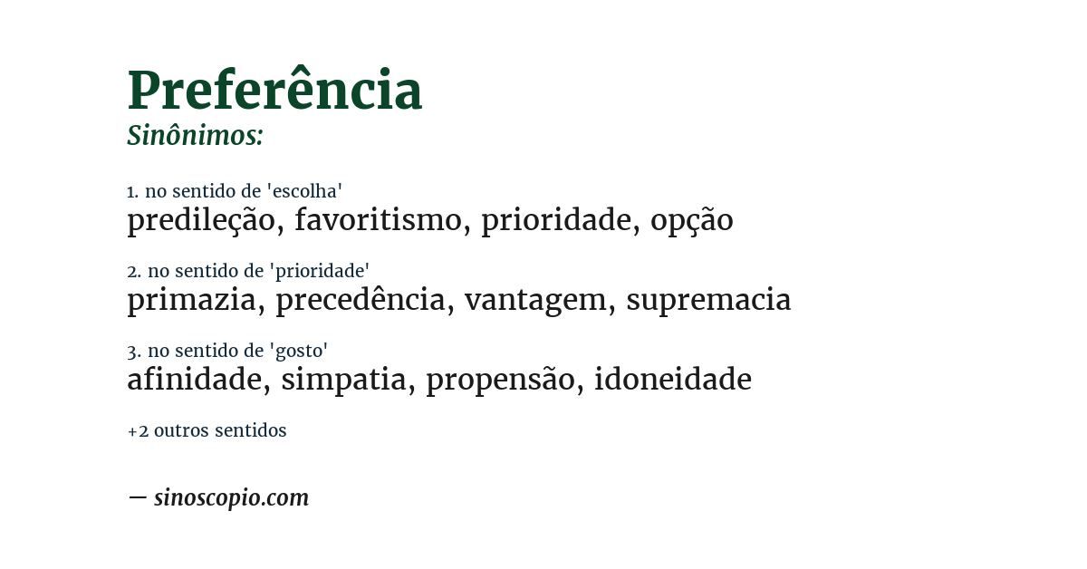 Sinônimo de preferência