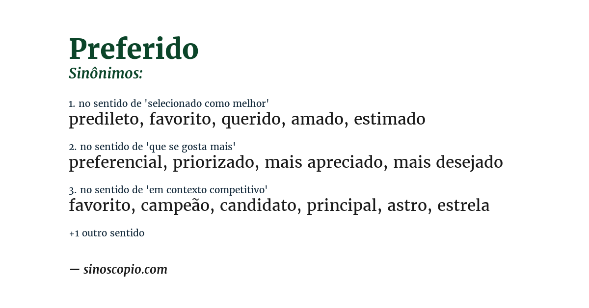 Sinônimo de preferido