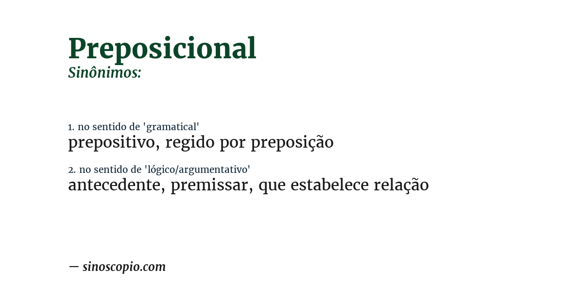 Sinônimo de preposicional