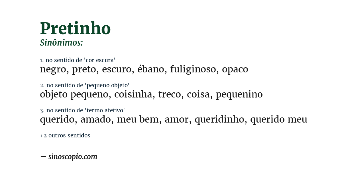 Sinônimo de pretinho
