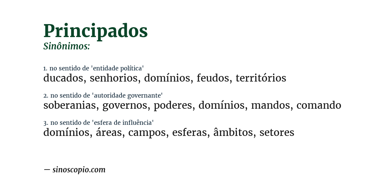 Sinônimo de principados