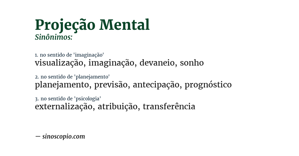 Sinônimo de projeção mental