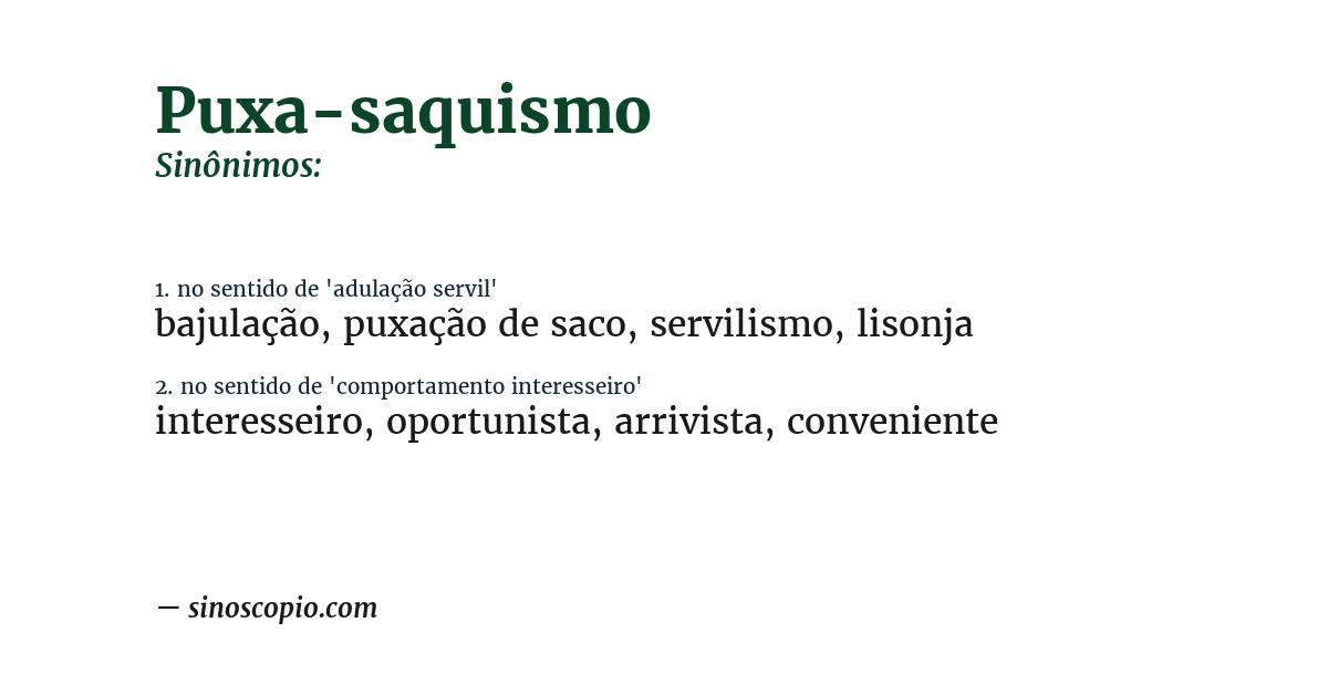 Sinônimo de puxa-saquismo