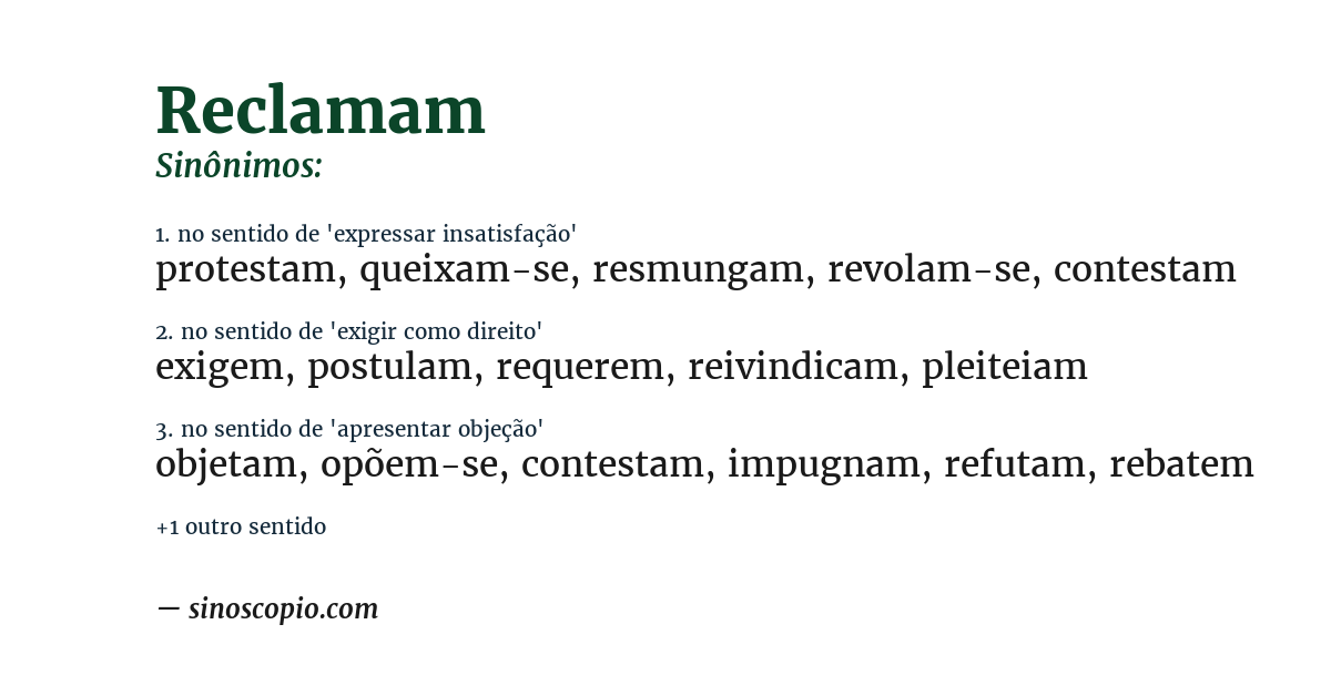 Sinônimo de reclamam