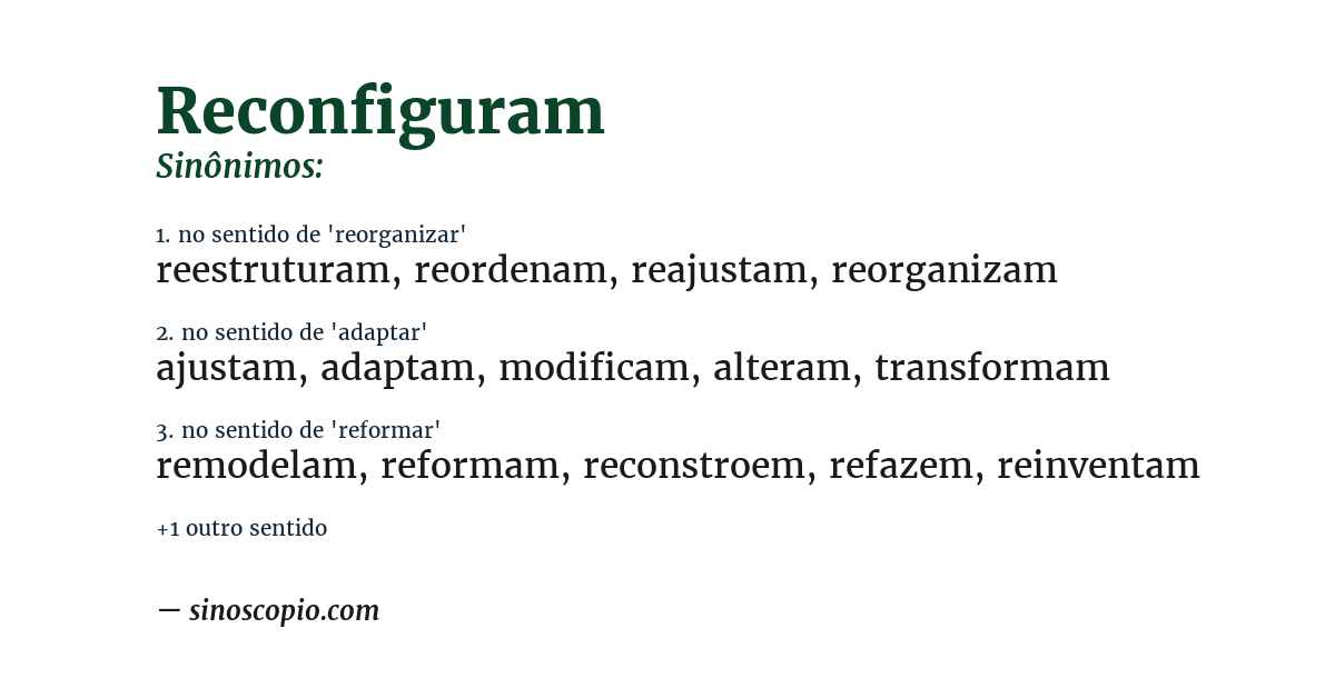 Sinônimo de reconfiguram