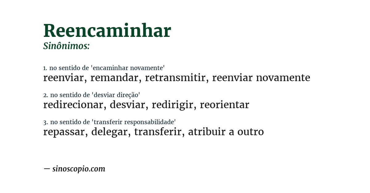Sinônimo de reencaminhar