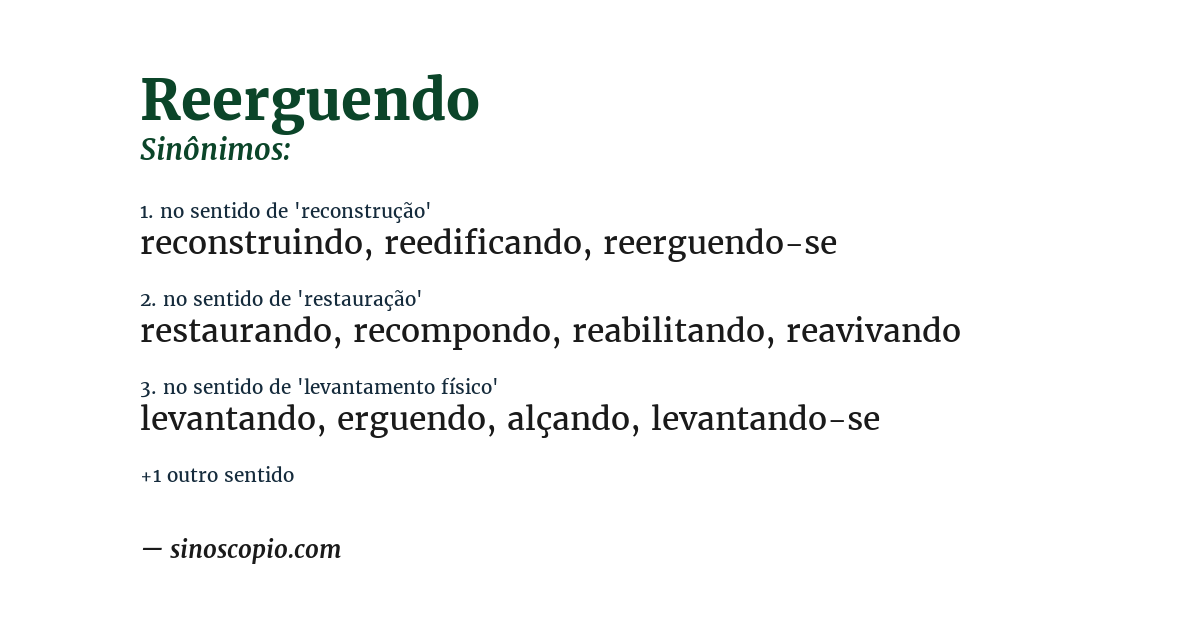 Sinônimo de reerguendo