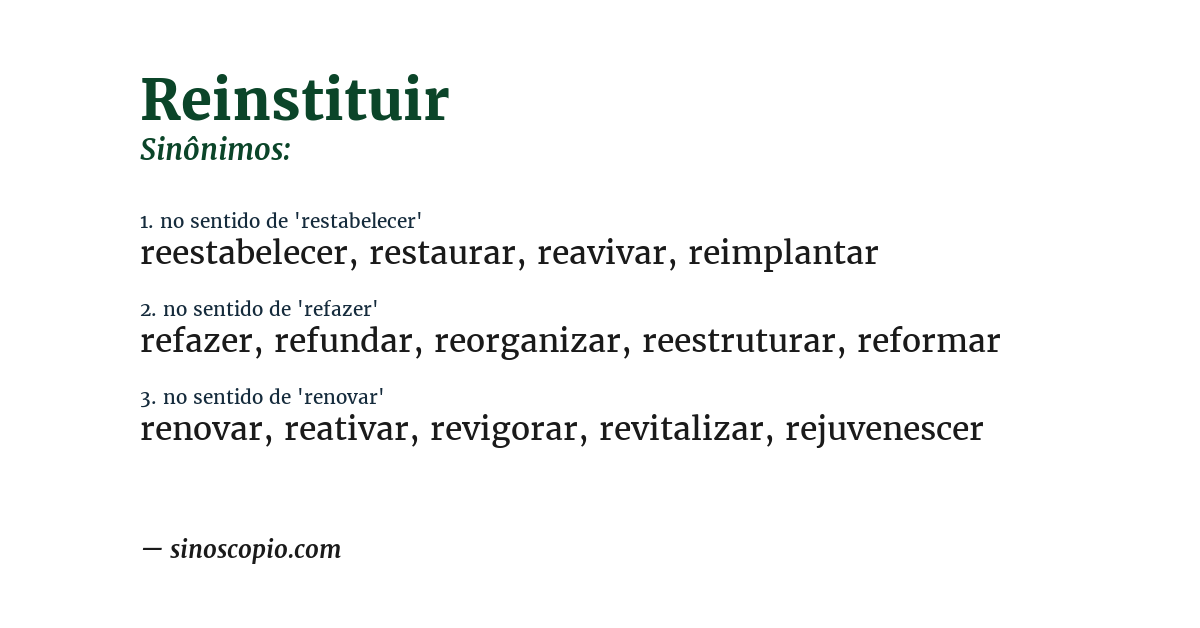 Sinônimo de reinstituir