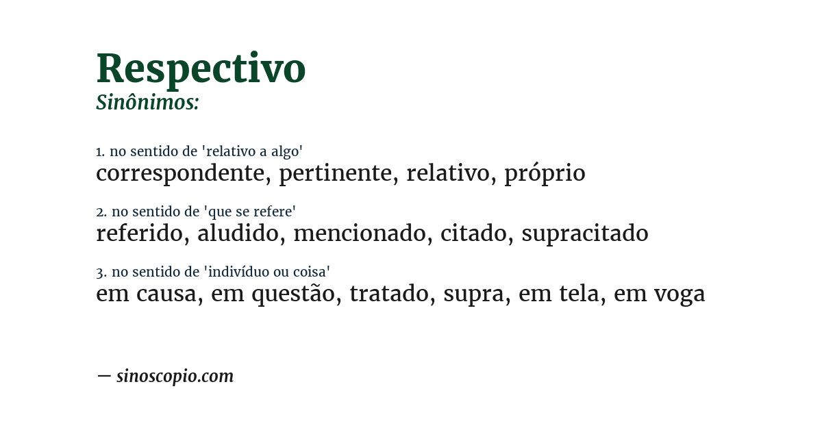 Sinônimo de respectivo