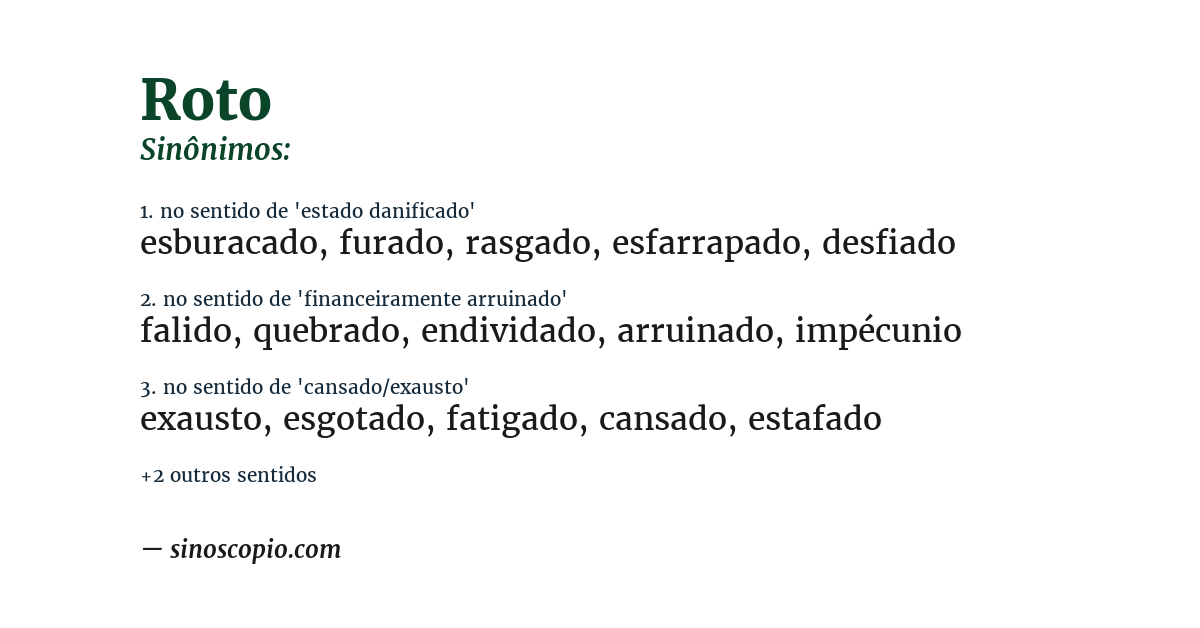 Sinônimo de roto
