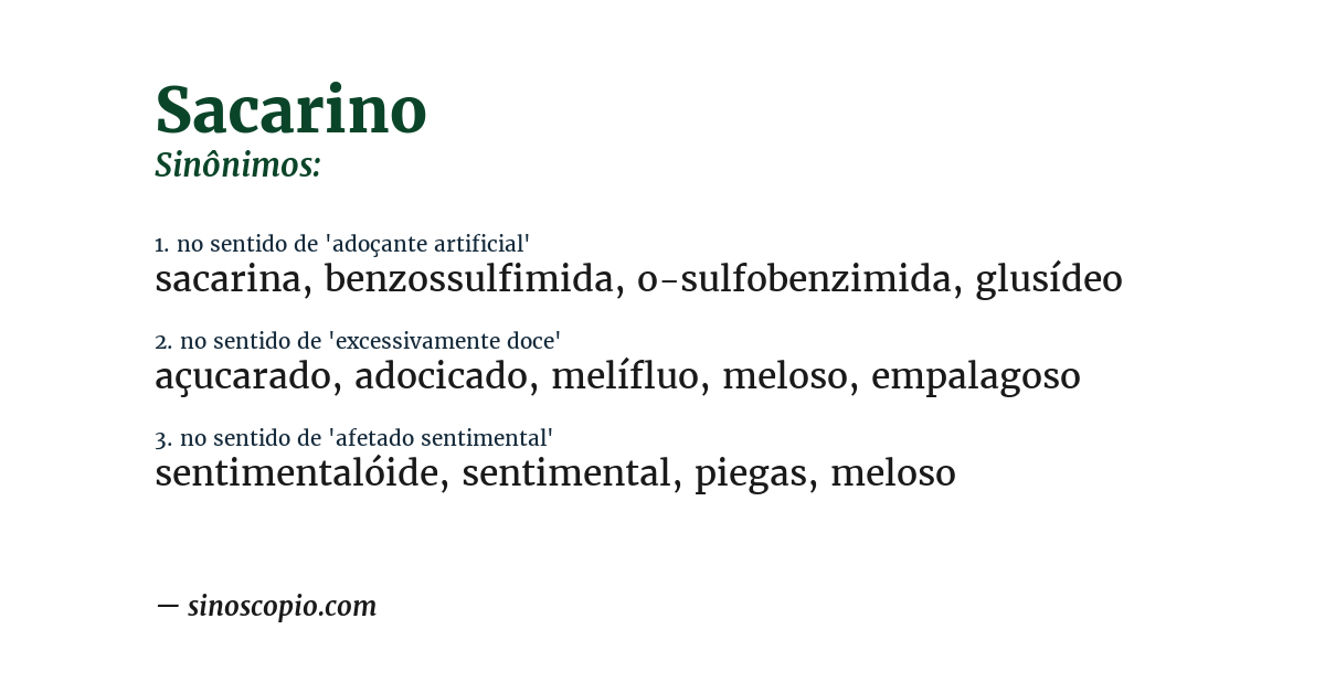 Sinônimo de sacarino