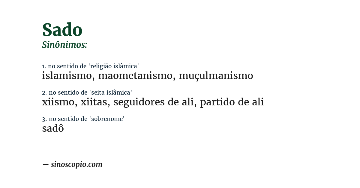 Sinônimo de sado