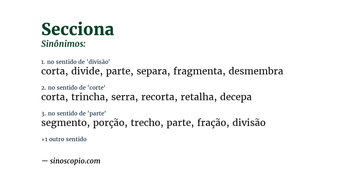Sinônimo de secciona