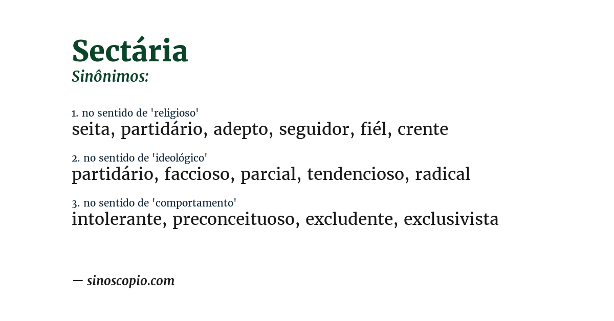 Sinônimo de sectária