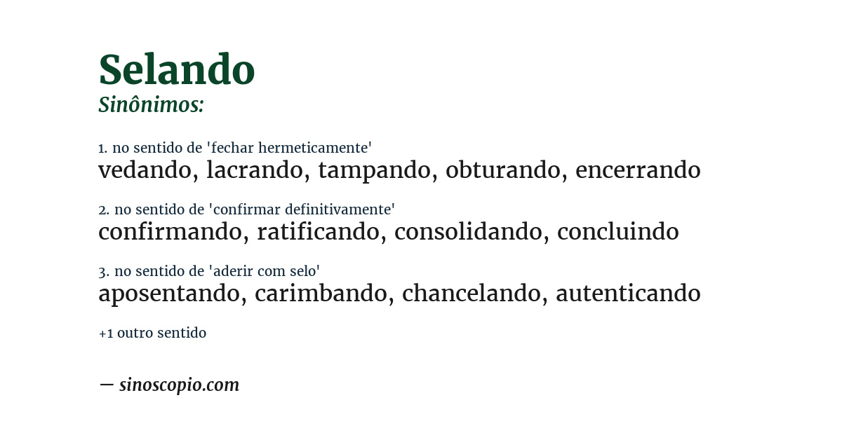 Sinônimo de selando