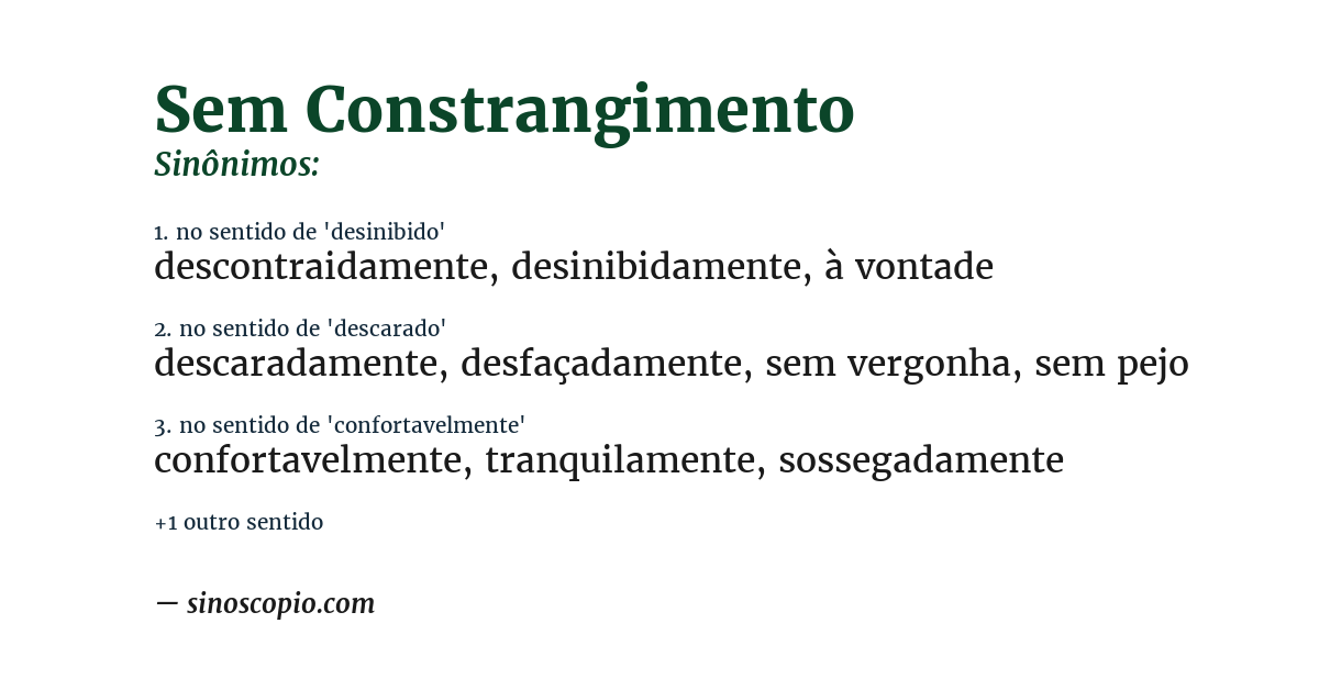 Sinônimo de sem constrangimento