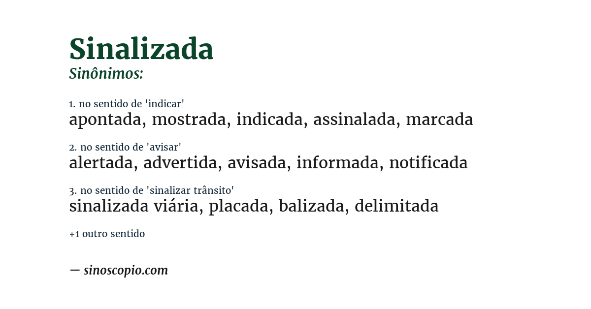 Sinônimo de sinalizada