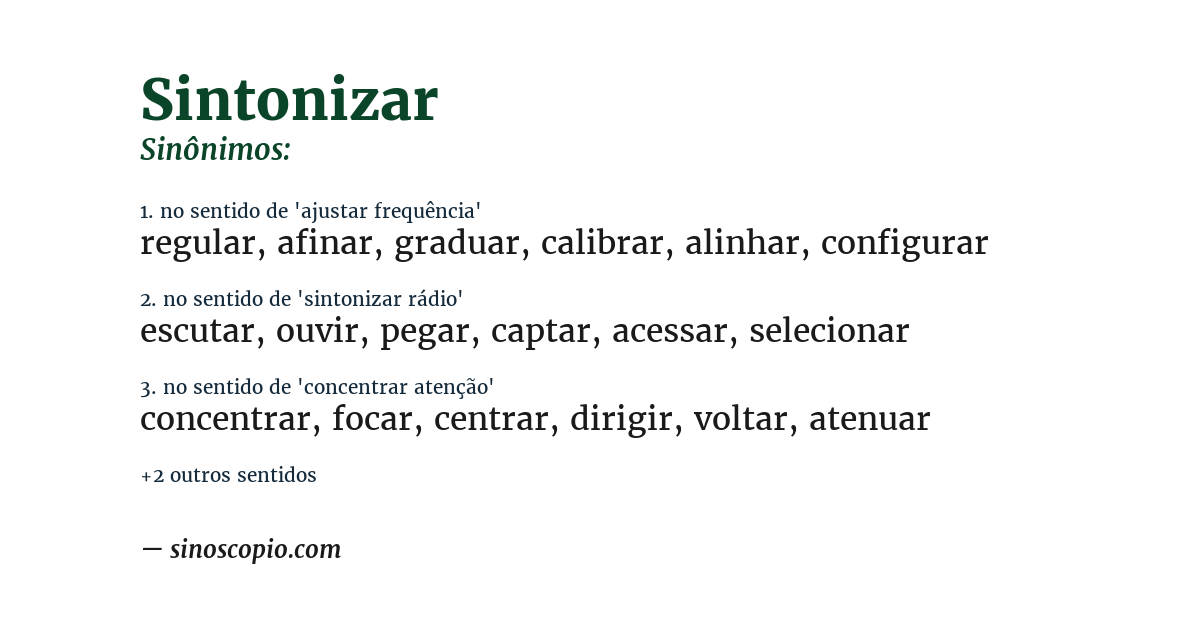 Sinônimo de sintonizar