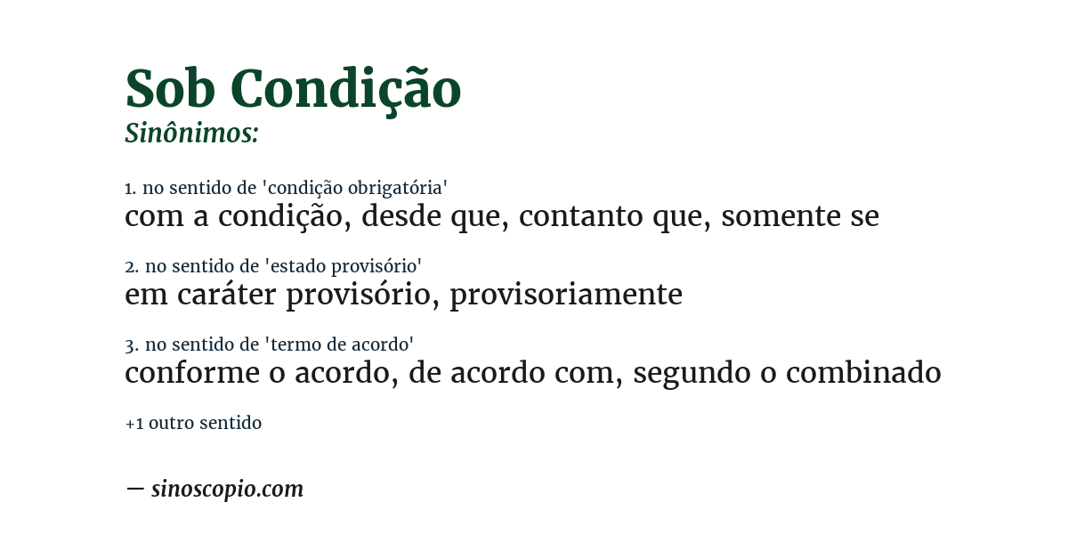 Sinônimo de sob condição